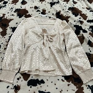 K.I.T long sleeve dress top / blouse - pink champagne shiny cheetah print!